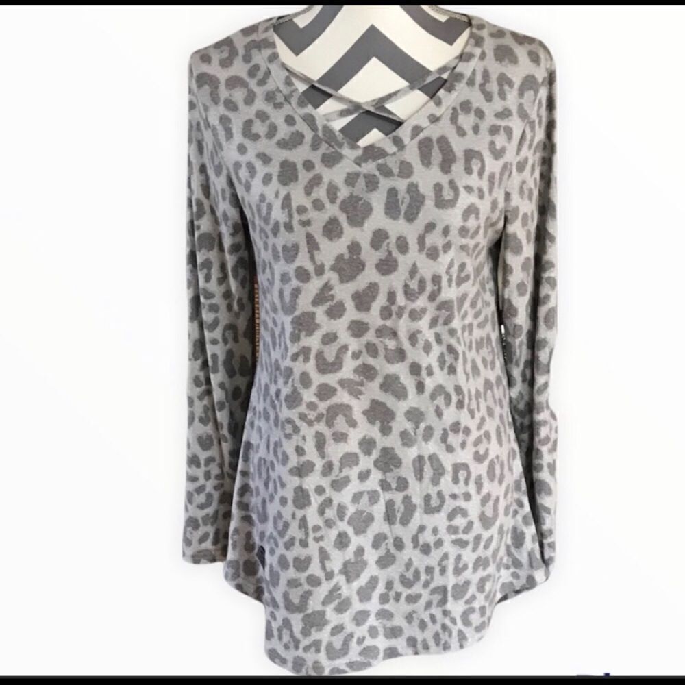Simply Southern SMALL Grey Animal Print Tunic
